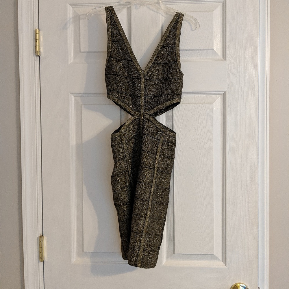 Arden B black and silver cutout dress